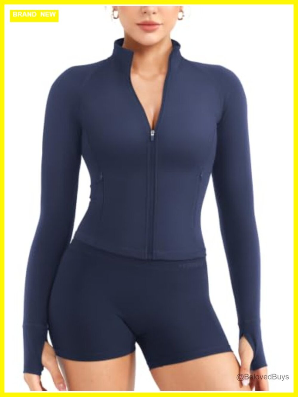 Women's Full Zip Workout Jacket Long Sleeve Thumb Holes
